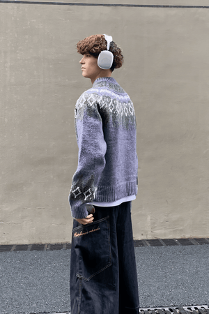 Fair Isle Zip Knit Cardigan - 4inme