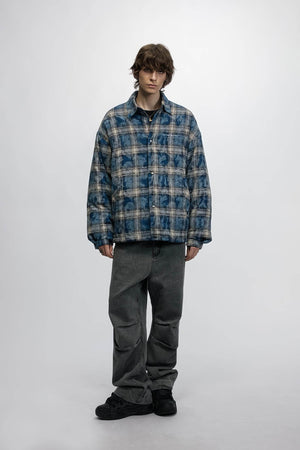 American Streetwear Hip-Hop Plaid Hoodie Jacket – Removable Hood, Cotton Lined - 4inme