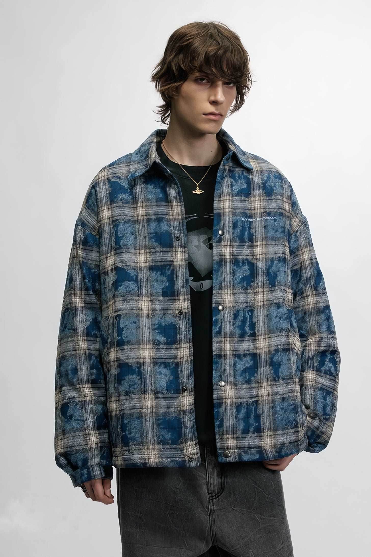 American Streetwear Hip-Hop Plaid Hoodie Jacket – Removable Hood, Cotton Lined - 4inme