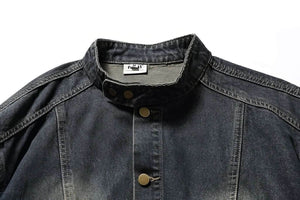 Fall_Winter Unisex Vintage Denim Jacket – Loose Fit, Washed & Distressed - 4inme