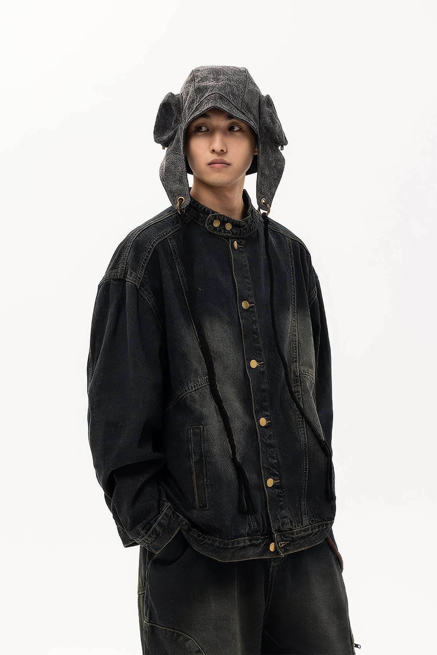 Fall_Winter Unisex Vintage Denim Jacket – Loose Fit, Washed & Distressed - 4inme