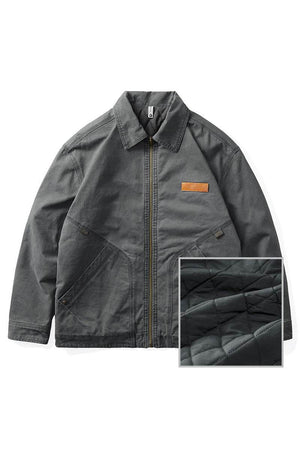 Winter Detroit Heavy Quilted Work Jacket for Men – Loose Fit, Cotton Lined - 4inme