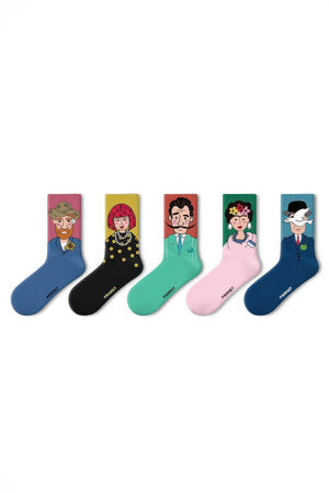Unisex Graphic Crew Socks - Whimsical Print Cotton Mid-Calf Athletic Socks - 4inme