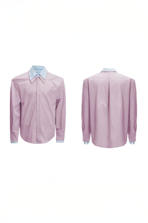 Deconstructed Stripe Shirt - Colorblock Layered Designer Top - 4inme