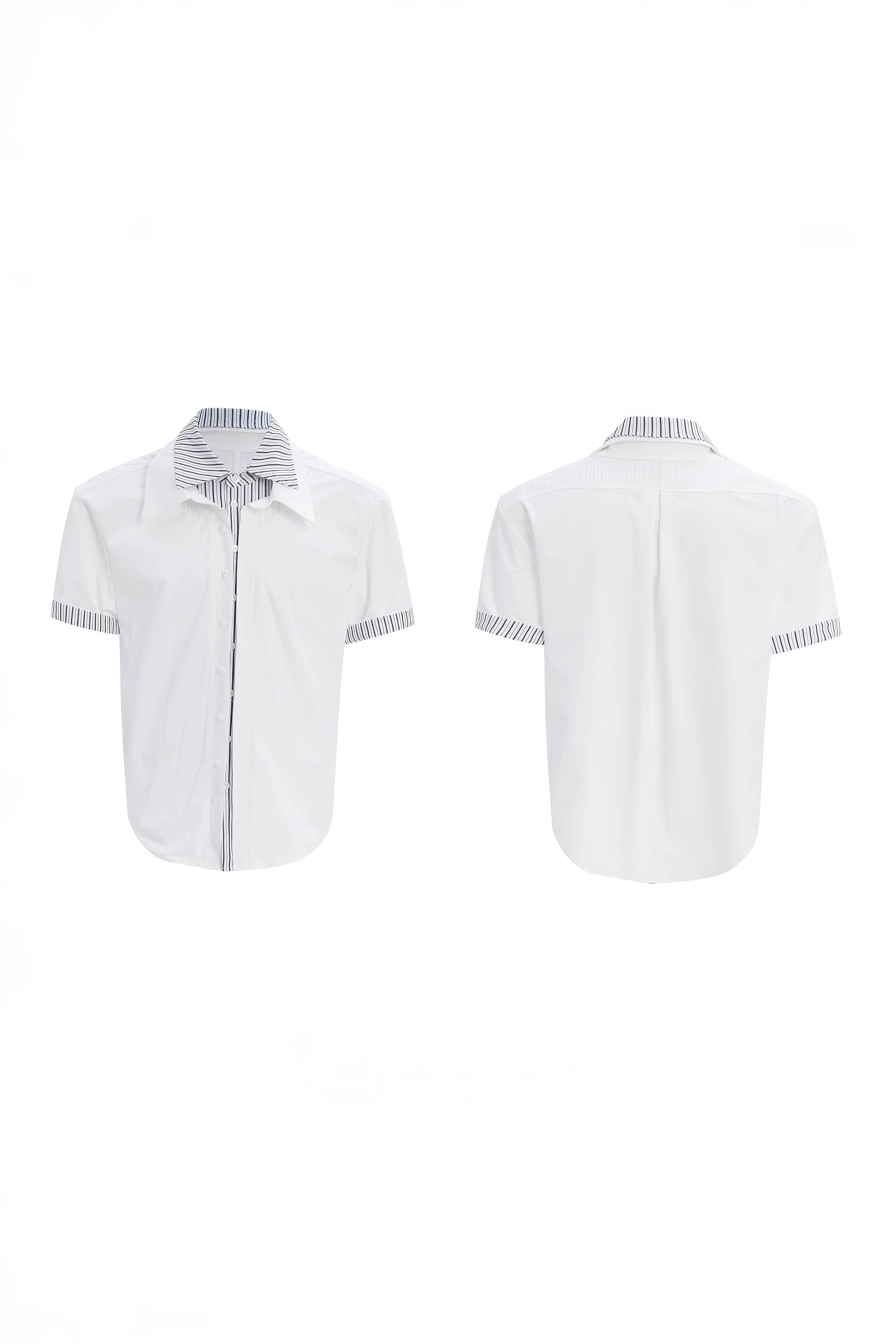 Deconstructed Stripe Shirt - Colorblock Layered Designer Top - 4inme