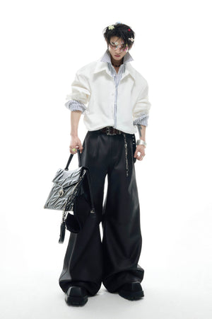 Deconstructed Stripe Shirt - Colorblock Layered Designer Top - 4inme