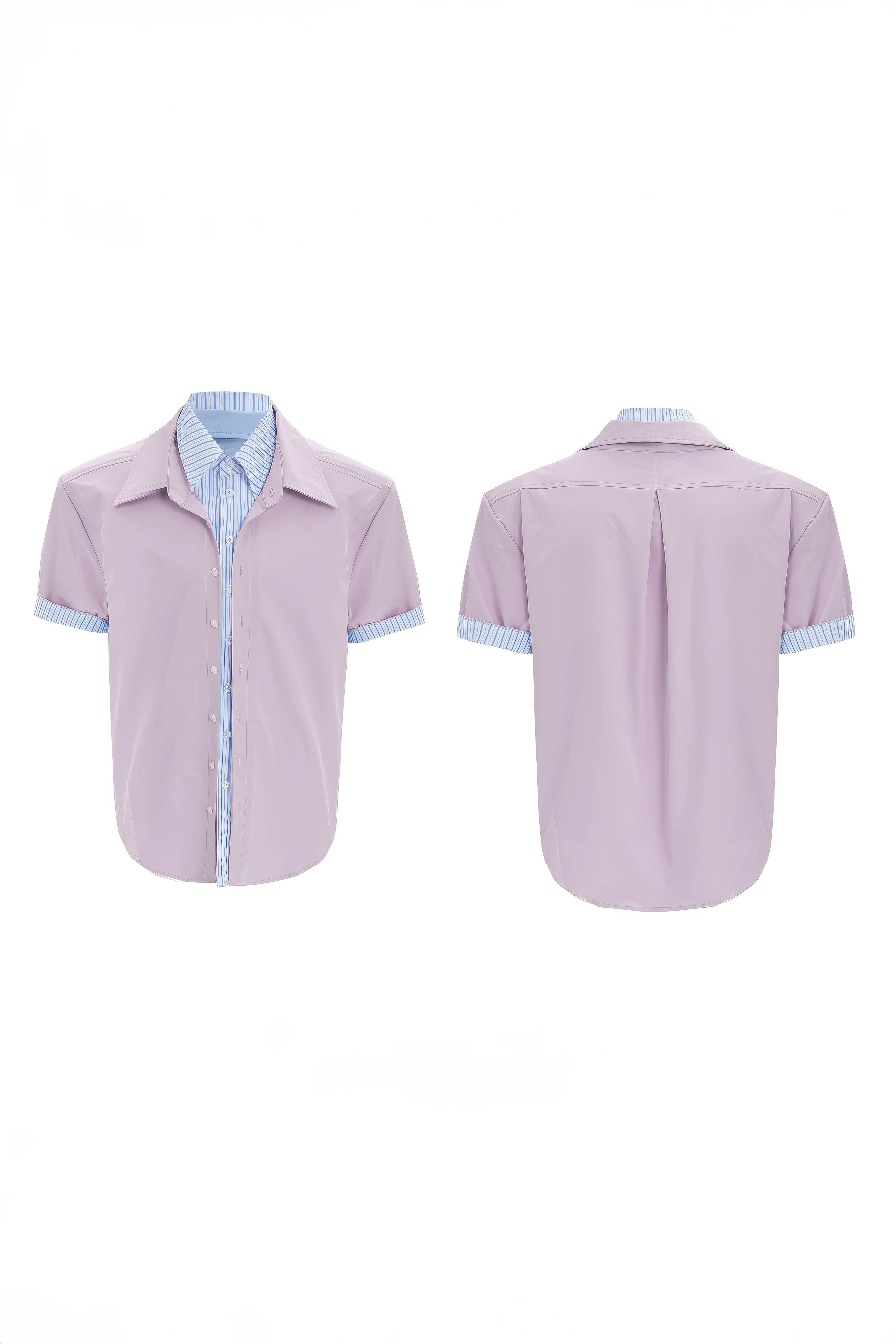 Deconstructed Stripe Shirt - Colorblock Layered Designer Top - 4inme