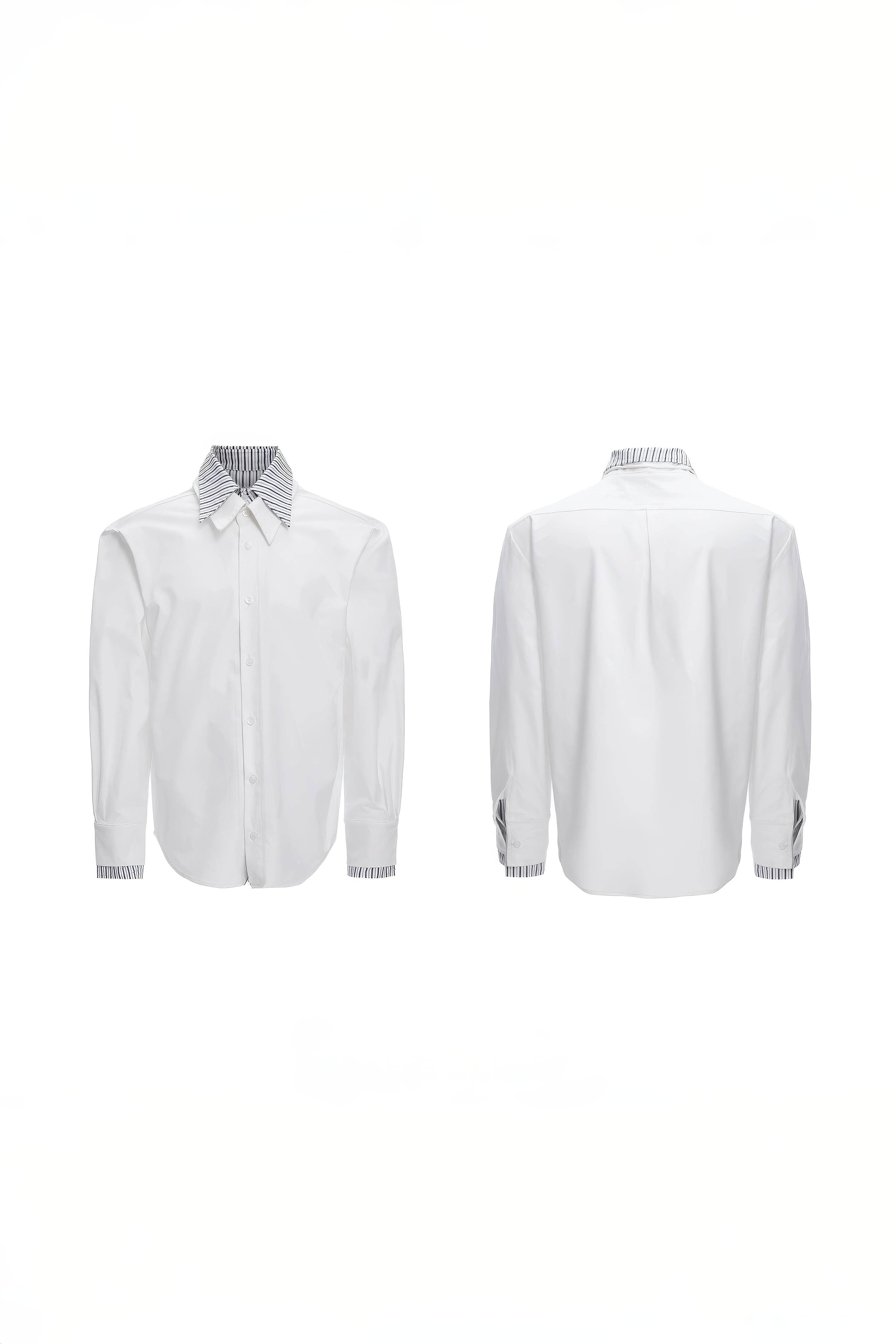 Deconstructed Stripe Shirt - Colorblock Layered Designer Top - 4inme