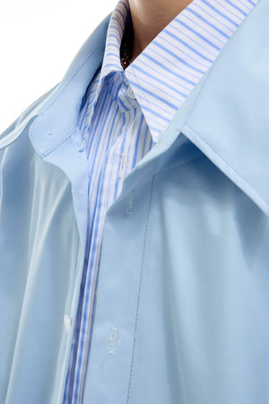 Deconstructed Stripe Shirt - Colorblock Layered Designer Top - 4inme