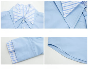 Deconstructed Stripe Shirt - Colorblock Layered Designer Top - 4inme