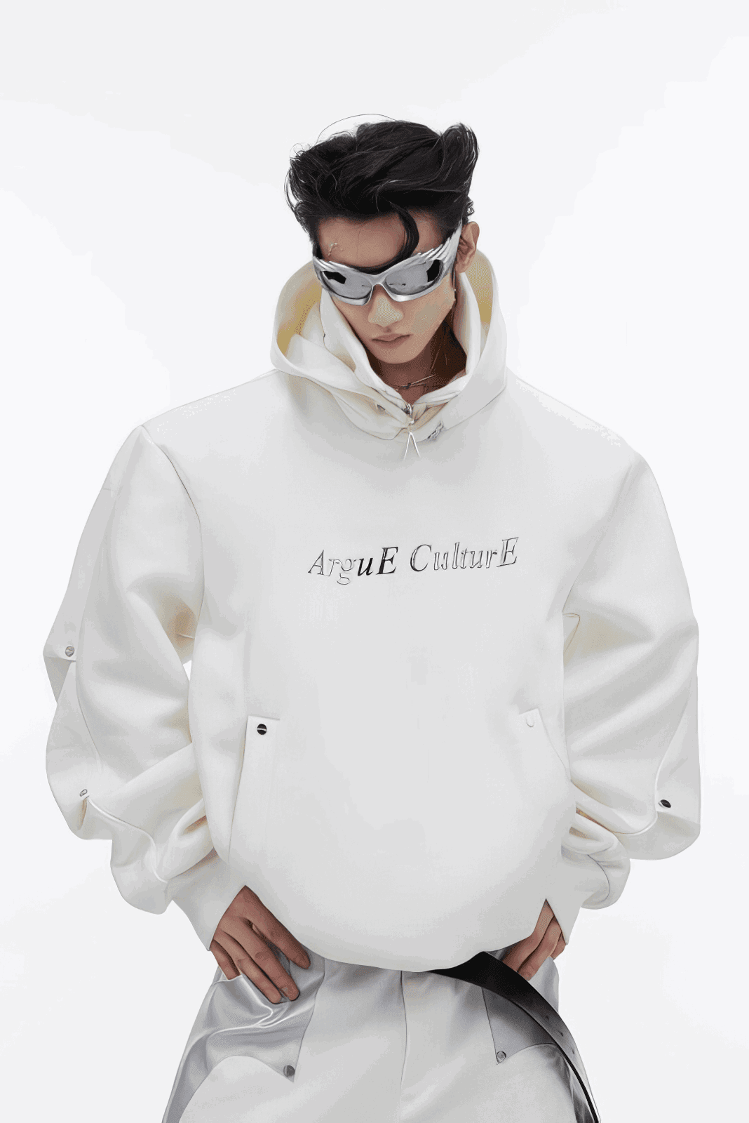 American Style Heavy Hooded Sweatshirt – High Collar, Shoulder Pads - 4inme