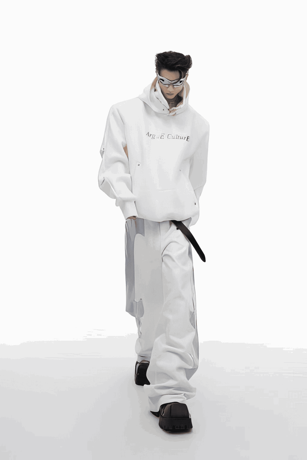 American Style Heavy Hooded Sweatshirt – High Collar, Shoulder Pads - 4inme