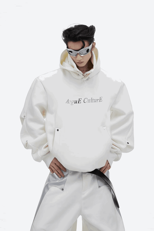 American Style Heavy Hooded Sweatshirt – High Collar, Shoulder Pads - 4inme