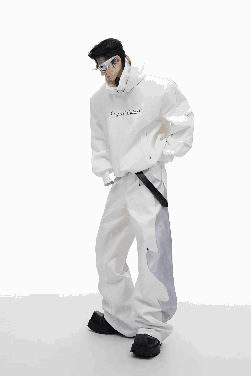 American Style Heavy Hooded Sweatshirt – High Collar, Shoulder Pads - 4inme