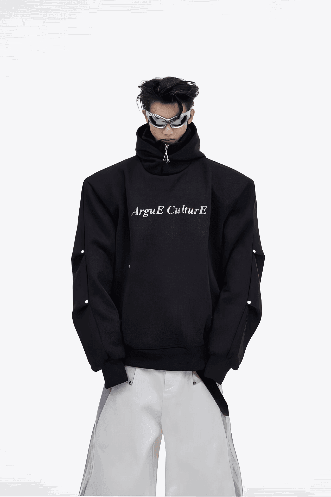 American Style Heavy Hooded Sweatshirt – High Collar, Shoulder Pads - 4inme