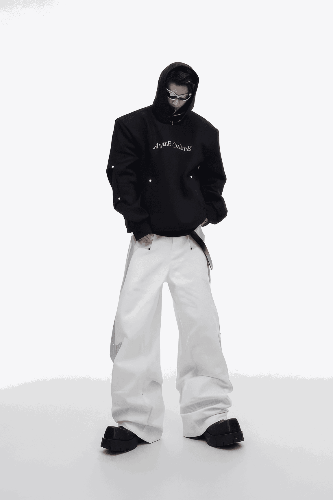 American Style Heavy Hooded Sweatshirt – High Collar, Shoulder Pads - 4inme