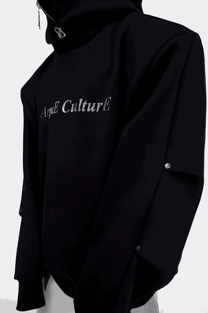 American Style Heavy Hooded Sweatshirt – High Collar, Shoulder Pads - 4inme