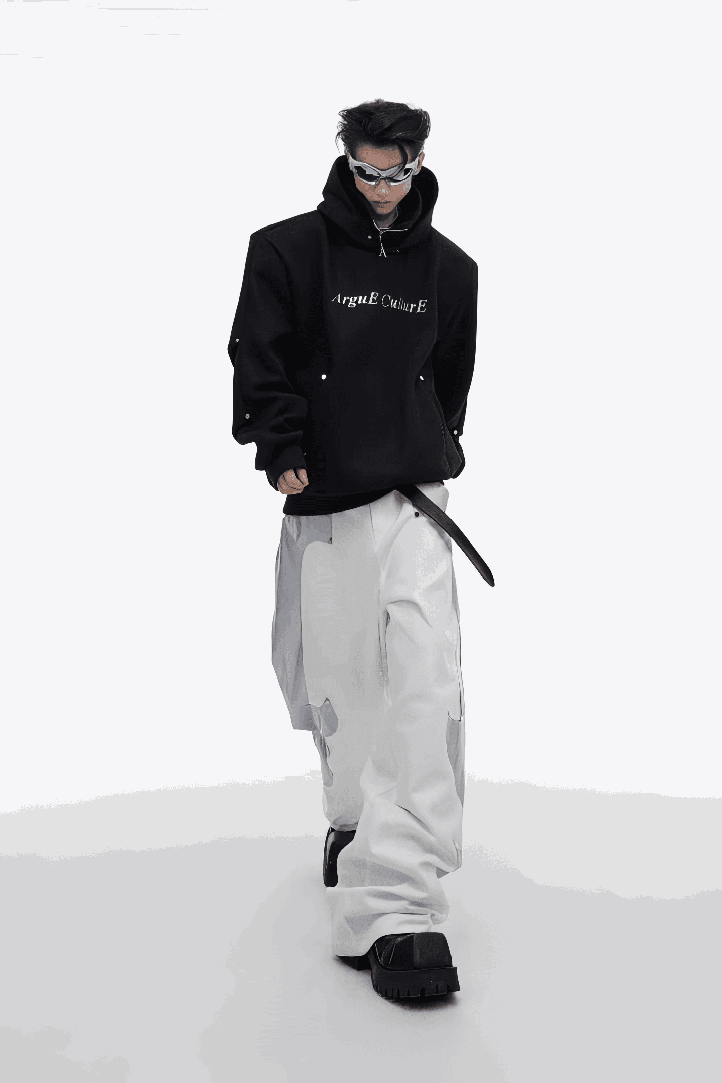 American Style Heavy Hooded Sweatshirt – High Collar, Shoulder Pads - 4inme