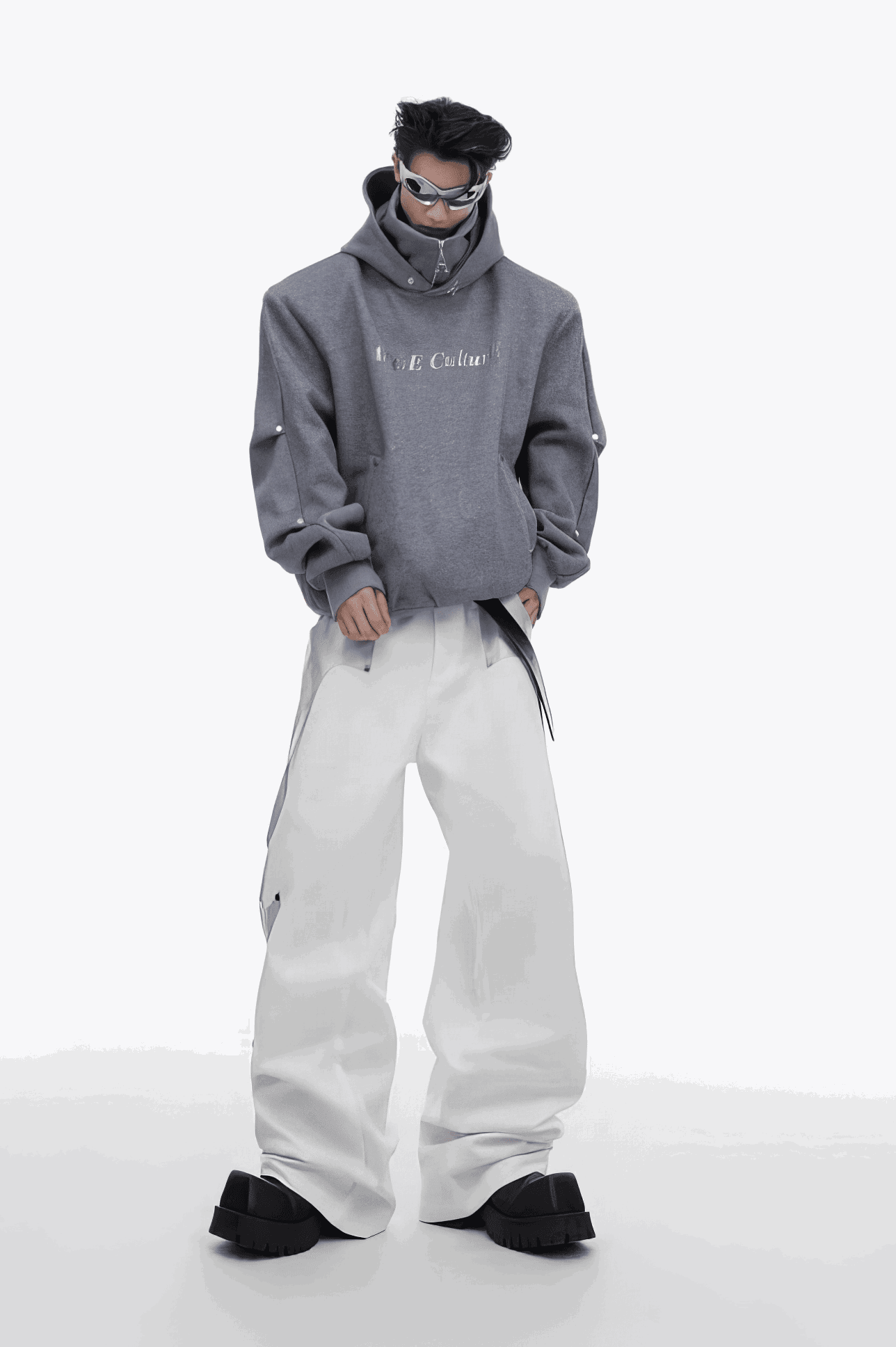 American Style Heavy Hooded Sweatshirt – High Collar, Shoulder Pads - 4inme