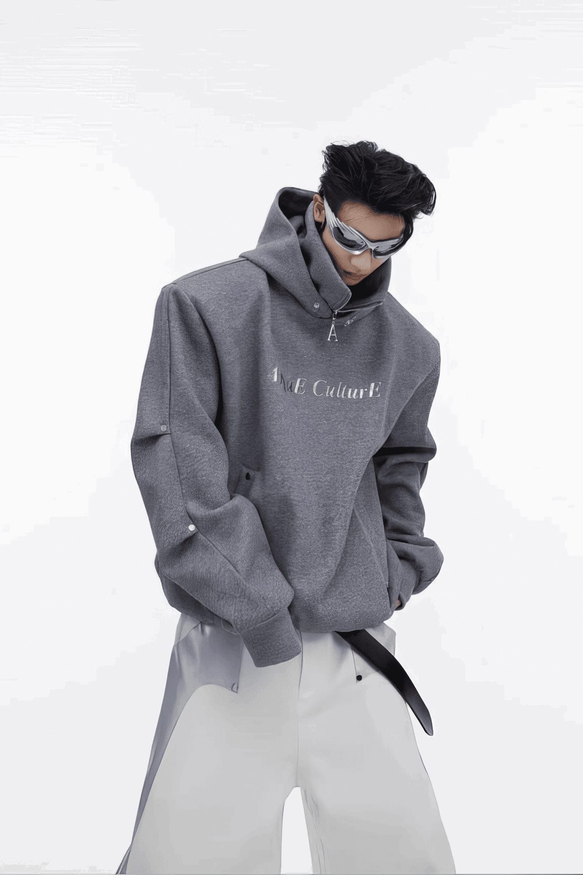 American Style Heavy Hooded Sweatshirt – High Collar, Shoulder Pads - 4inme