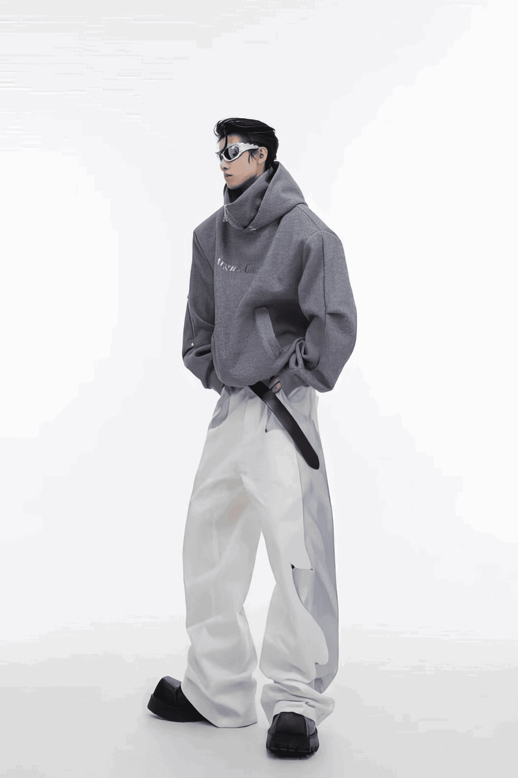 American Style Heavy Hooded Sweatshirt – High Collar, Shoulder Pads - 4inme