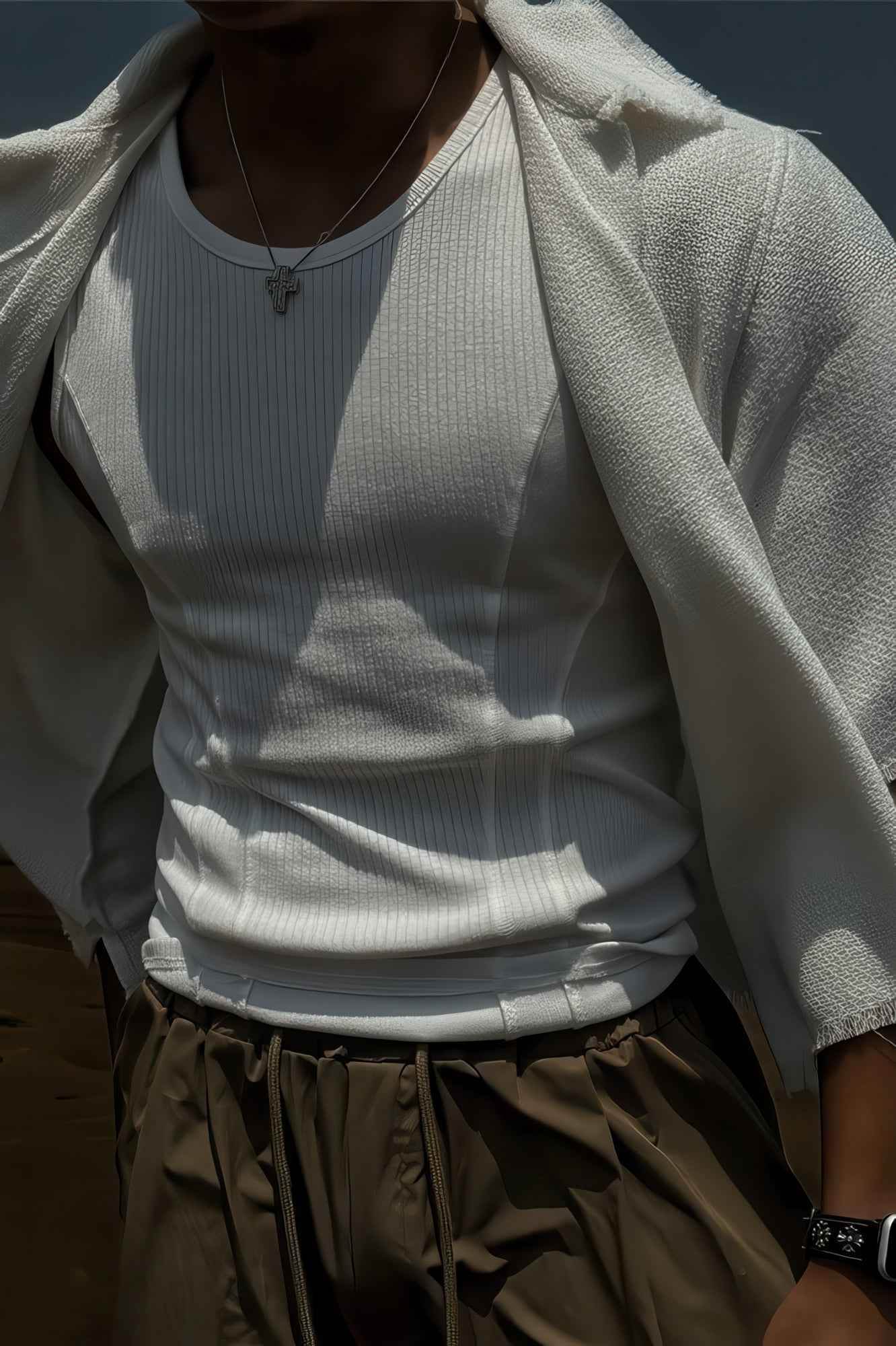 Athletic Ribbed Muscle Tank for Men, Stretchy Slim-Fit Sleeveless Vest - 4inme