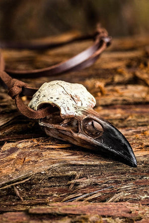Gothic Raven Skull Pendant Necklace - 4inme