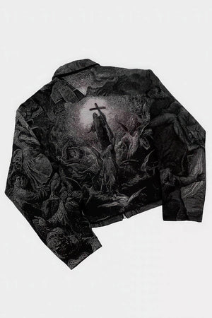 Avant-Garde Oversized Blazer - Textured Jacquard for Dark Fashion - 4inme