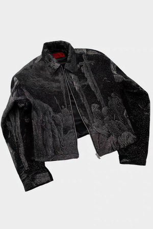 Avant-Garde Oversized Blazer - Textured Jacquard for Dark Fashion - 4inme