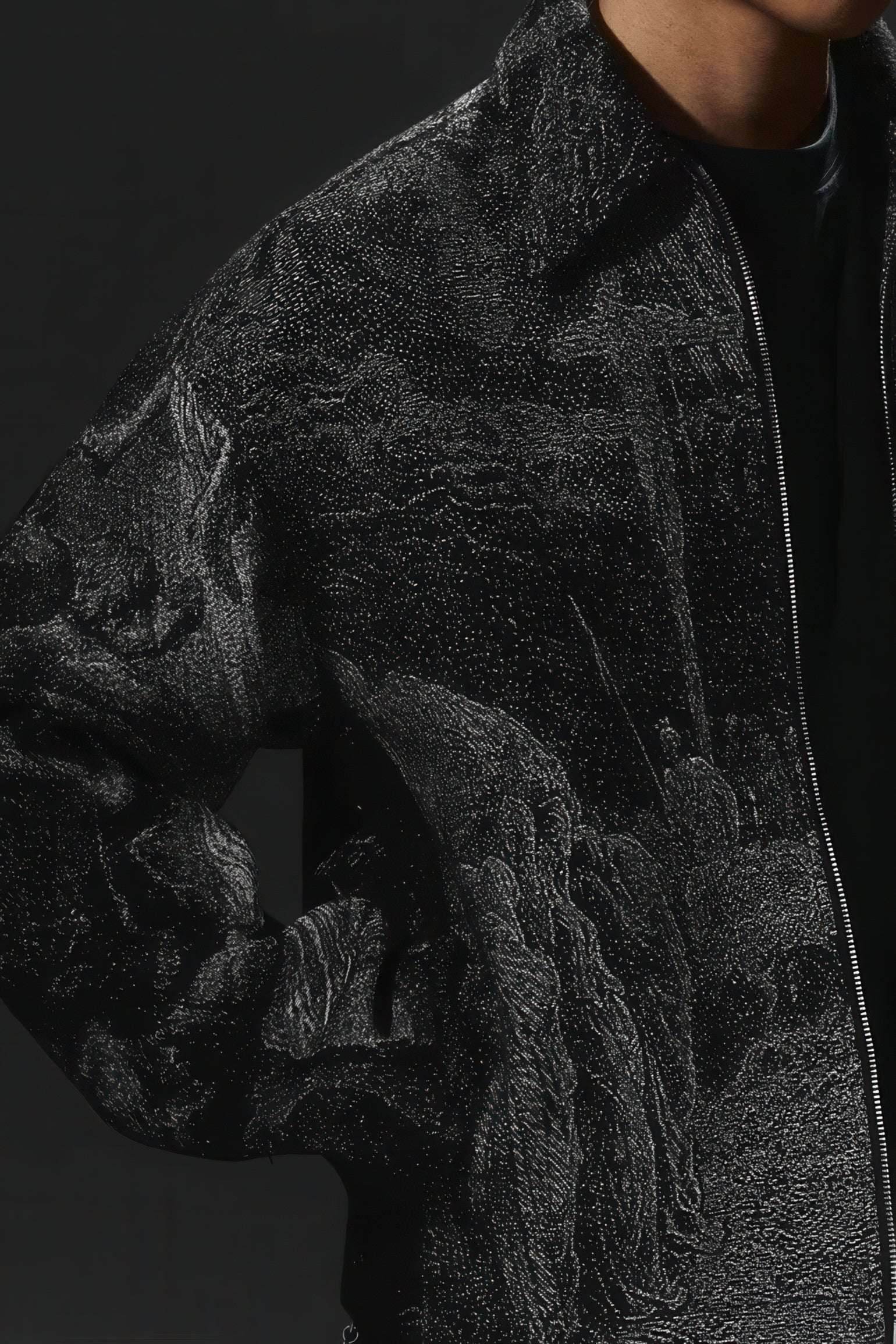 Avant-Garde Oversized Blazer - Textured Jacquard for Dark Fashion - 4inme