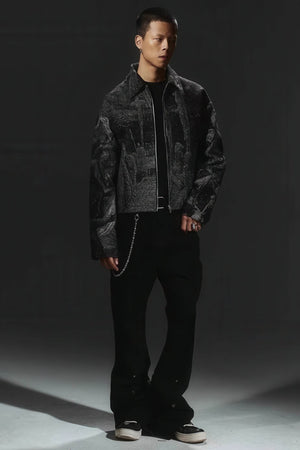 Avant-Garde Oversized Blazer - Textured Jacquard for Dark Fashion - 4inme