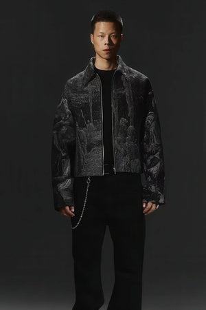 Avant-Garde Oversized Blazer - Textured Jacquard for Dark Fashion - 4inme