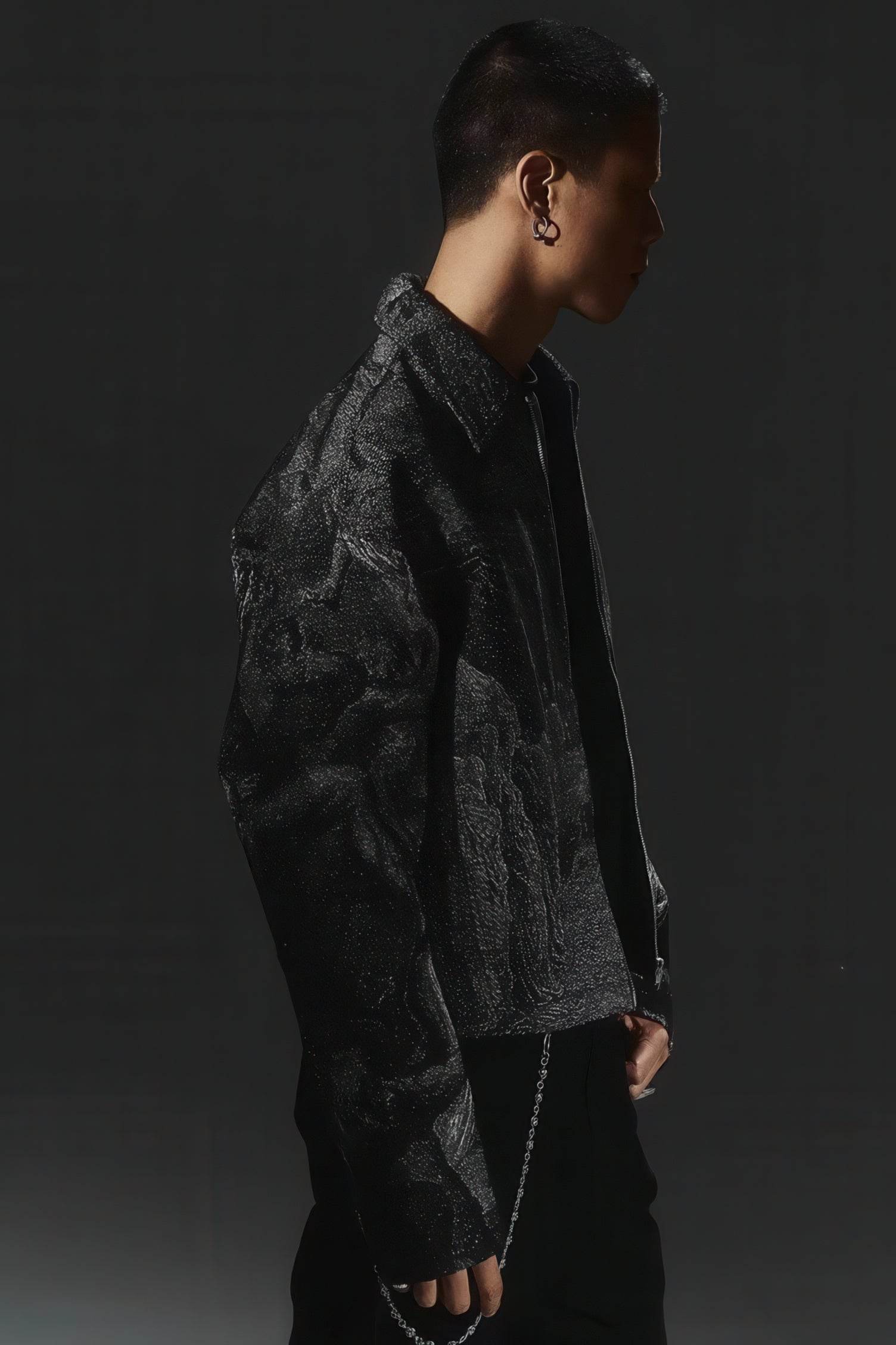 Avant-Garde Oversized Blazer - Textured Jacquard for Dark Fashion - 4inme