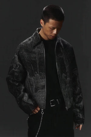 Avant-Garde Oversized Blazer - Textured Jacquard for Dark Fashion - 4inme