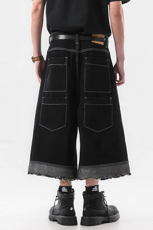 Button-Fly Cropped Jeans - Streetwear Washed Wide Leg Pants - 4inme