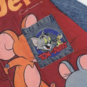 Corduroy & Denim Cartoon Patch Shirt - Unisex Oversized Street Style - 4inme