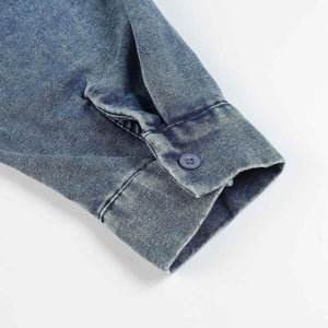 Corduroy & Denim Cartoon Patch Shirt - Unisex Oversized Street Style - 4inme