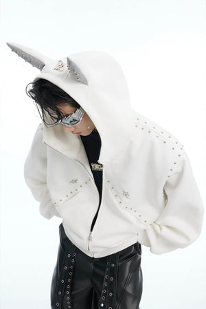 Doberman Dog Hooded Jacket with Rivet Accents - 4inme