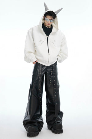 Doberman Dog Hooded Jacket with Rivet Accents - 4inme