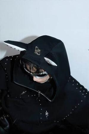 Doberman Dog Hooded Jacket with Rivet Accents - 4inme