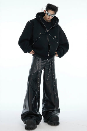 Doberman Dog Hooded Jacket with Rivet Accents - 4inme