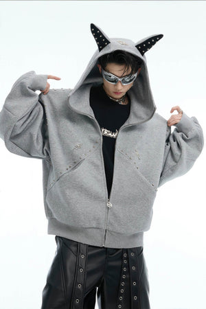 Doberman Dog Hooded Jacket with Rivet Accents - 4inme