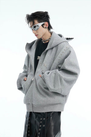 Doberman Dog Hooded Jacket with Rivet Accents - 4inme