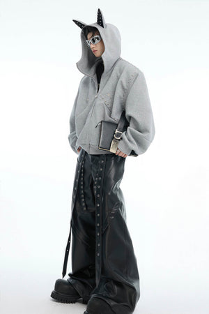 Doberman Dog Hooded Jacket with Rivet Accents - 4inme