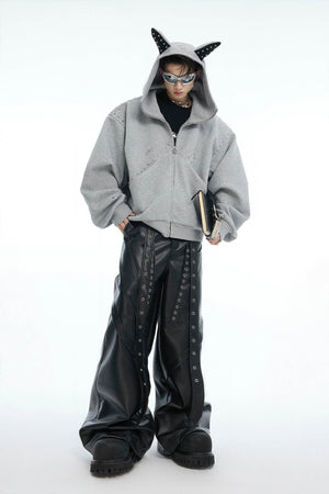 Doberman Dog Hooded Jacket with Rivet Accents - 4inme