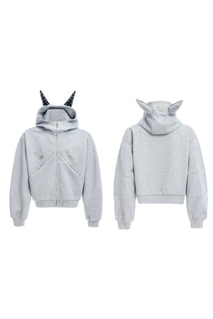 Doberman Dog Hooded Jacket with Rivet Accents - 4inme