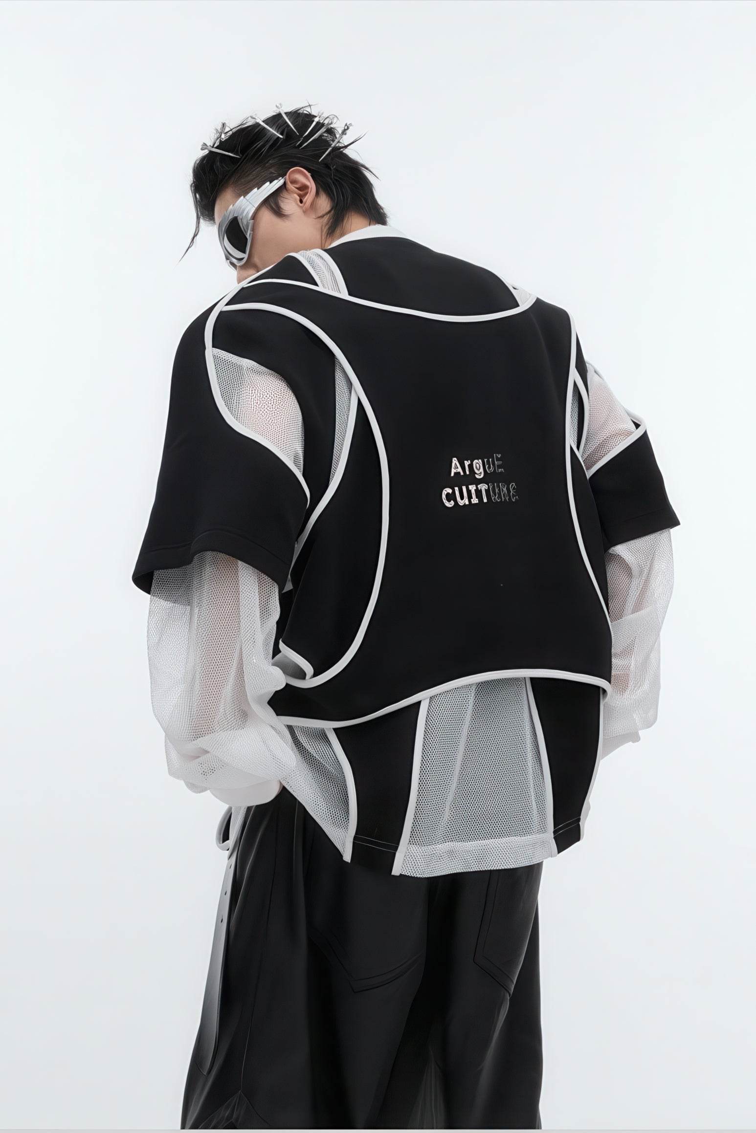 Deconstructed Split Hoodie - Heavyweight Metal Trim with Shoulder Pads - 4inme