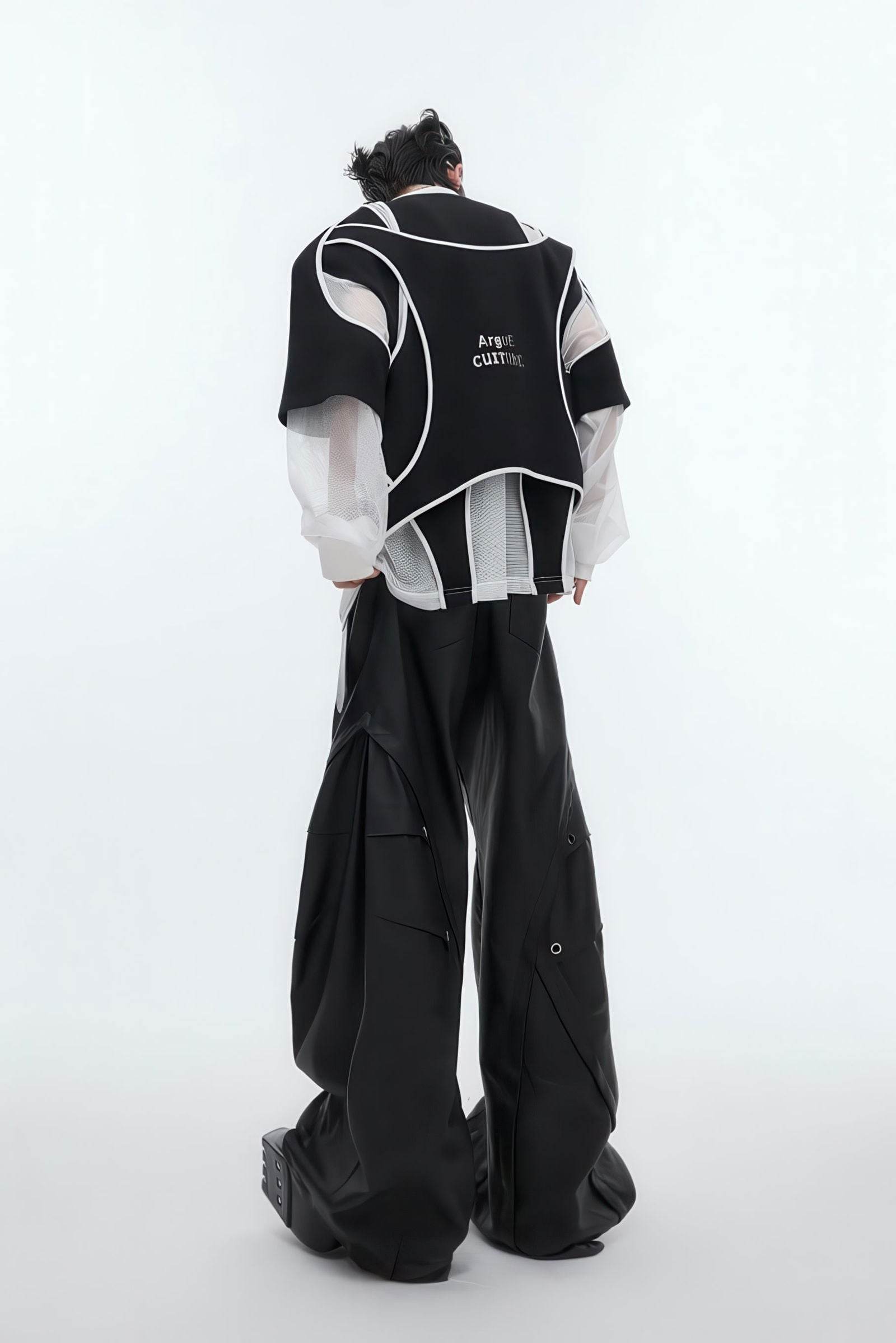 Deconstructed Split Hoodie - Heavyweight Metal Trim with Shoulder Pads - 4inme