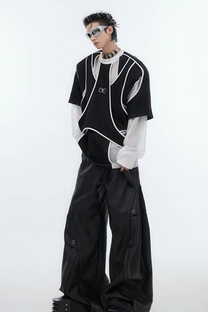 Deconstructed Split Hoodie - Heavyweight Metal Trim with Shoulder Pads - 4inme