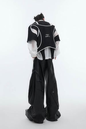 Deconstructed Split Hoodie - Heavyweight Metal Trim with Shoulder Pads - 4inme